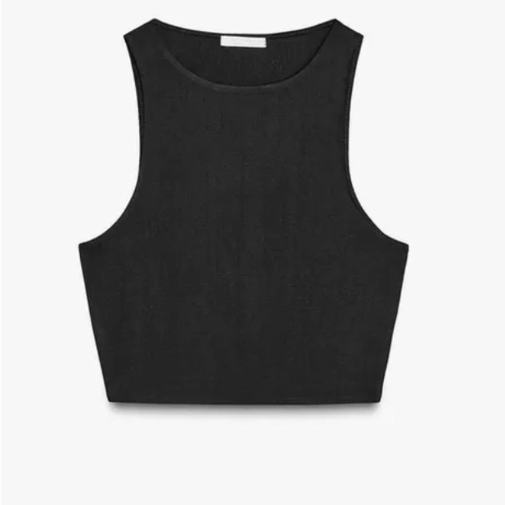 Zara Black Fitted Sleeveless Crop Tank Top - Picture 3 of 12